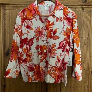 White and Orange Casual Button Down Shirt for Everyday Wear